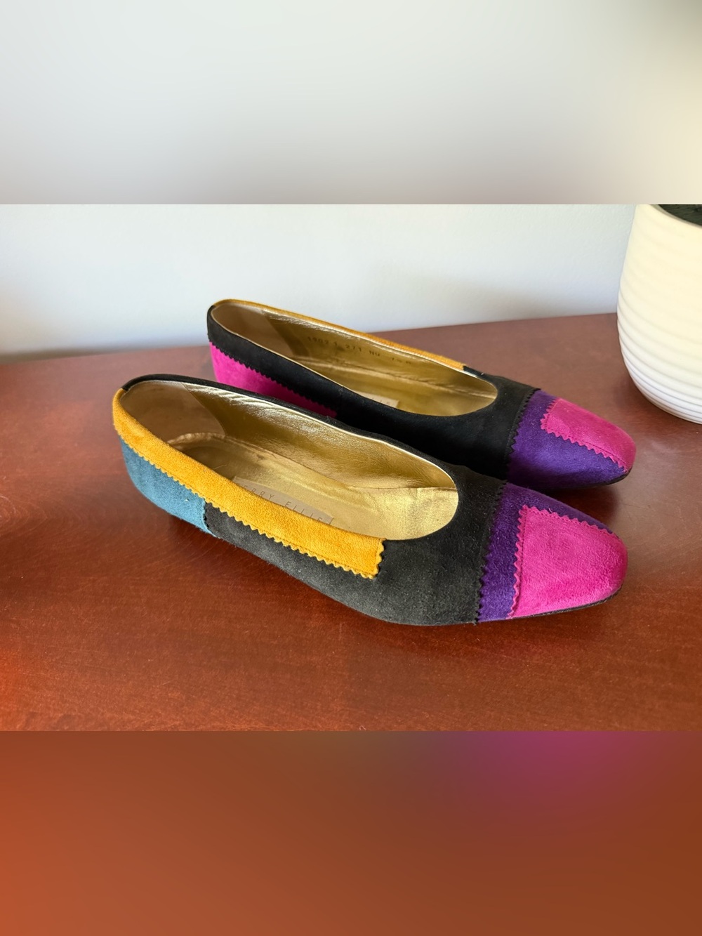Multicolor Suede Ballet Flats - Perry Ellis vintage